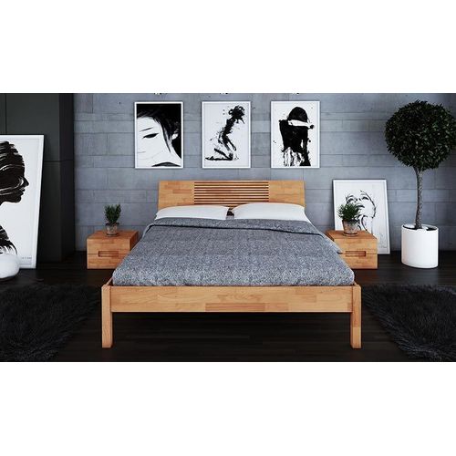 Lit Adulte En Bois Massif Naturel Haut - Zenno 180 X 200 Cm