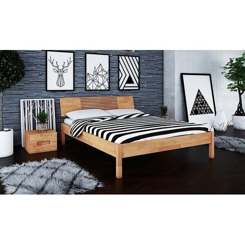 Lit Adulte En Bois Massif Naturel Haut - Zenno 180 X 200 Cm