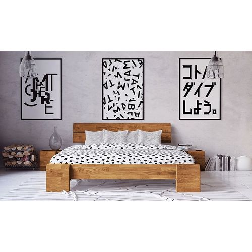 Lit En Chêne Massif Haut - Tokyo 180 X 200 Cm Avec 2 Chevets