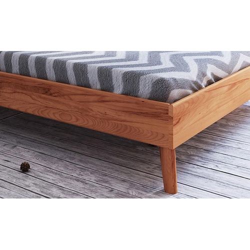 Lit En Hêtre Massif Naturel Design - Greg 140 X 190 Cm Avec 2 Chevets