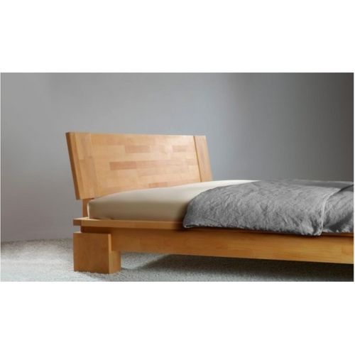 Lit Moderne En Bois Massif Naturel - Vinci Bas 160 X 200 Cm Avec 2 Chevets