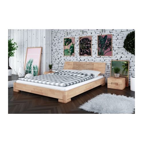 Lit En Bois Massif Design Blanchi 180x200 - Zenno Bas Avec 2 Chevets