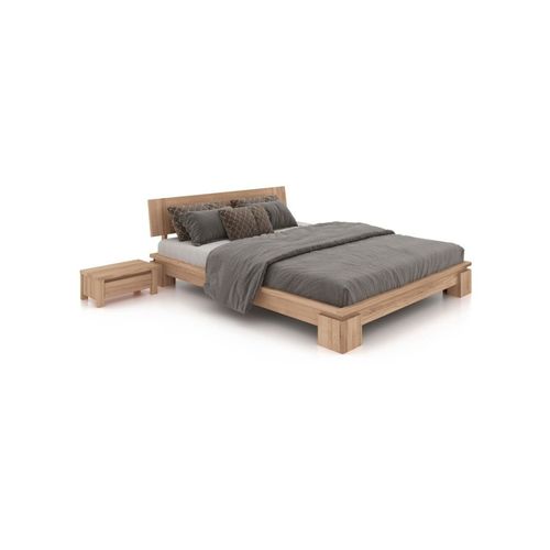 Lit Moderne En Bois Massif Blanchi 140x190 - Vinci Bas