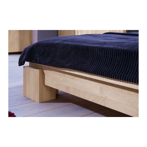 Lit Moderne En Bois Massif Blanchi 160x200 - Vinci Bas