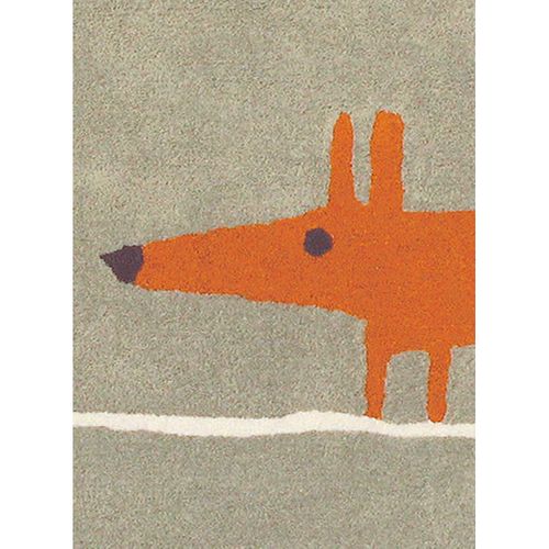 Tapis Enfant Fait Main Fox Orange 90x150 En Laine Idéal Pour Une Chambre