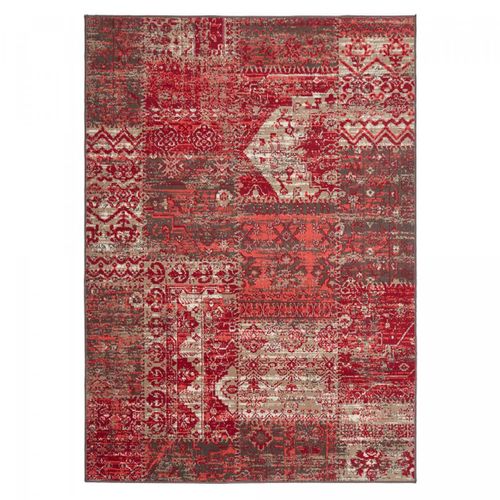 Tapis Chambre 80x150 Tissé Rouge Rectangle Motif Ethnique Lyn1 Patwork