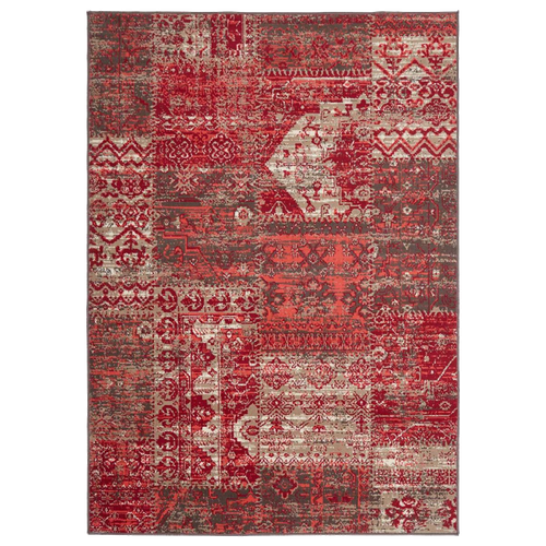 Tapis Chambre 80x150 Tissé Rouge Rectangle Motif Ethnique Lyn1 Patwork