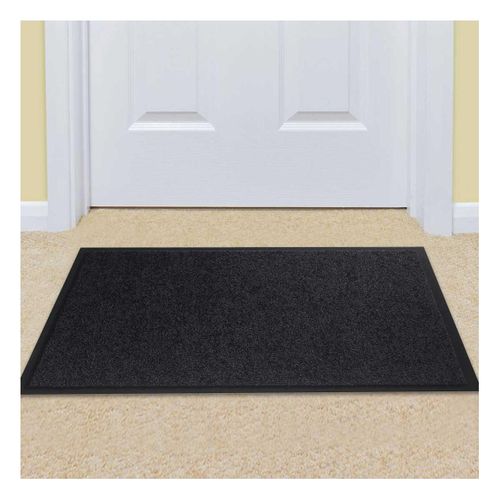 Paillasson Twister Noir 90x150 Fait En Europe En Polyamide Doux Et Soyeux