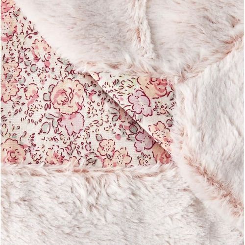 Couverture Enfant En Liberty Et Fausse Fourrure - 75x100 Cm - Rose Clair