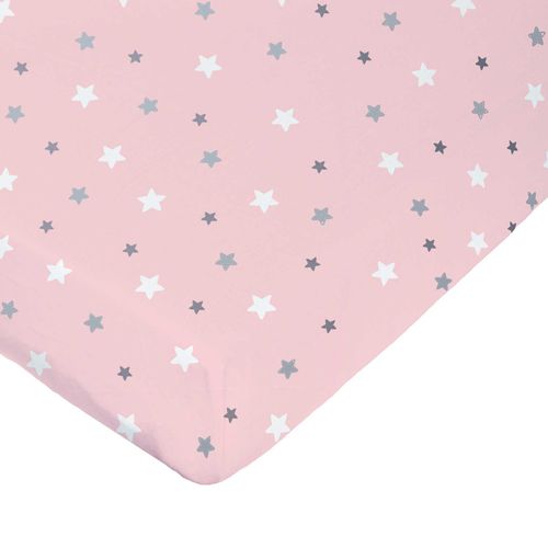 Drap Housse Imprimé Étoiles Multicolores - 70x140 Cm - Rose Clair