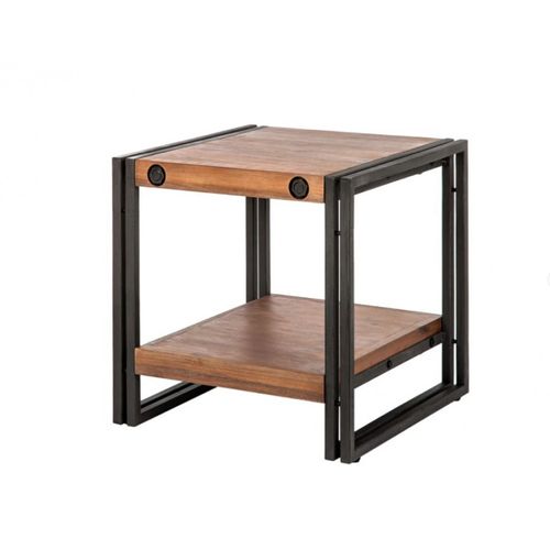Table D'appoint Carrée 50 Cm En Bois D'acacia Et Métal - Workshop