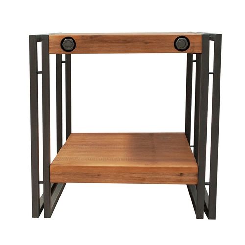 Table D'appoint Carrée 50 Cm En Bois D'acacia Et Métal - Workshop