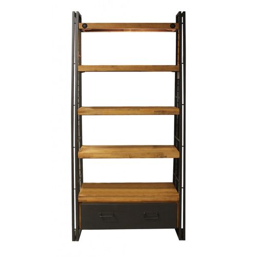 Bibliothèque Inclinée 195 X 90 Cm Tiroir Acacia Et Métal - Workshop
