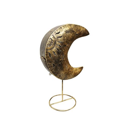 Photophore H. 37 Cm Lune En Métal Peint Doré - Luna Gold