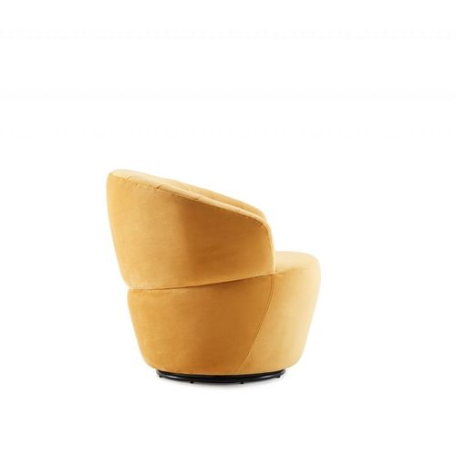 Fauteuil Rond Pivotant 360° Velours Jaune Moutarde Moderne - Corolla