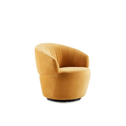 Fauteuil Rond Pivotant 360° Velours Jaune Moutarde Moderne - Corolla