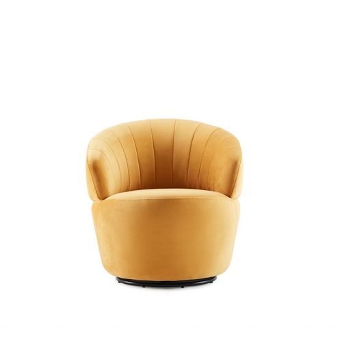 Fauteuil Rond Pivotant 360° Velours Jaune Moutarde Moderne - Corolla