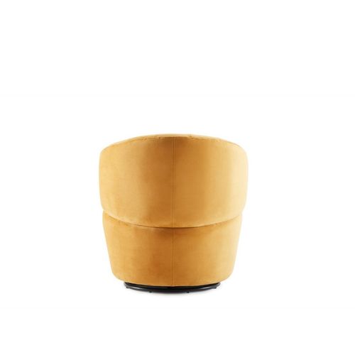 Fauteuil Rond Pivotant 360° Velours Jaune Moutarde Moderne - Corolla