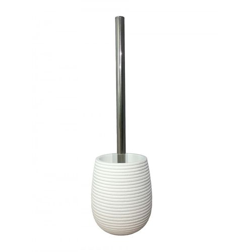Brosse De Toilette Ronde Blanche Et Tige En Métal - Lana