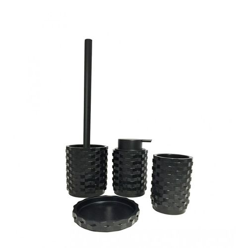 Set 4 Accessoires Salle De Bain Noir - Wendy