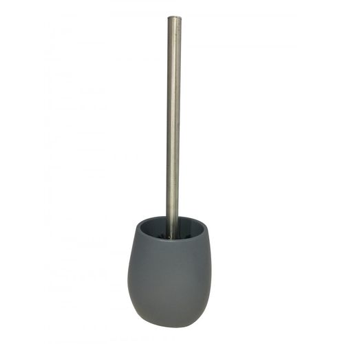 Brosse De Toilette Ronde Gris Anthracite Et Tige Métal - Lara