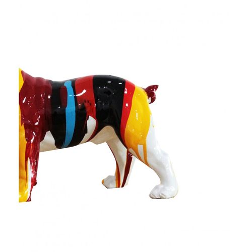 Sculpture Chien Bulldog Multicolore En Résine - Balto