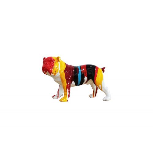 Sculpture Chien Bulldog Multicolore En Résine - Balto