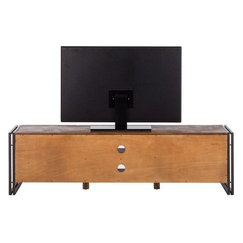 Meuble TV 180 Cm 2 Tiroirs 2 Niches Bois Acacia Et Métal - Workshop