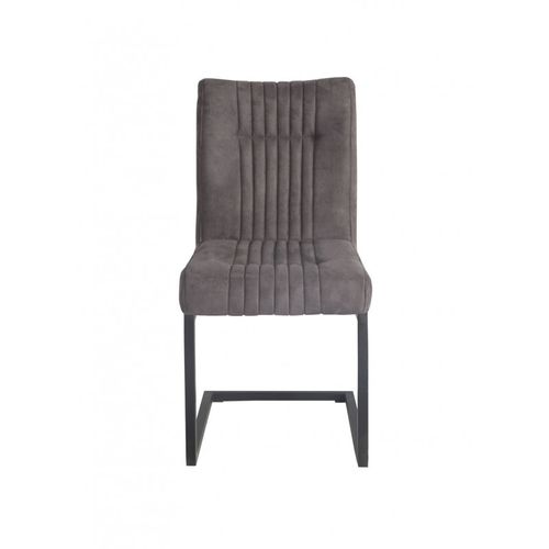 Chaise Velours Taupe Foncé Et Pieds Design En Métal Noir - Vivi
