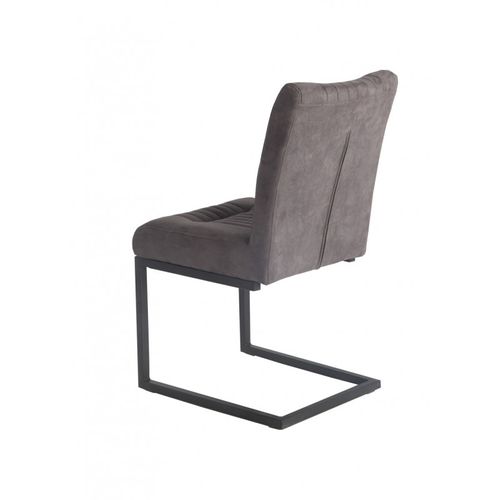 Chaise Velours Taupe Foncé Et Pieds Design En Métal Noir - Vivi