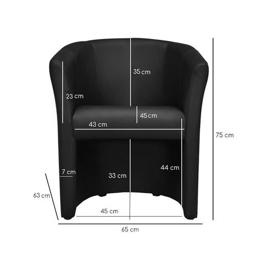 Fauteuil Cabriolet Arrondi En Simili Noir Design Contemporain - Cabri