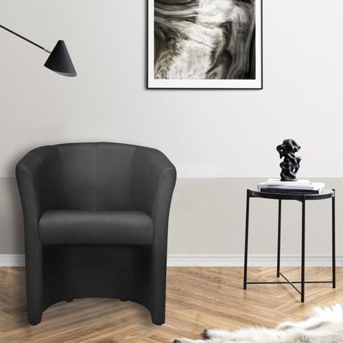 Fauteuil Cabriolet Arrondi En Simili Noir Design Contemporain - Cabri