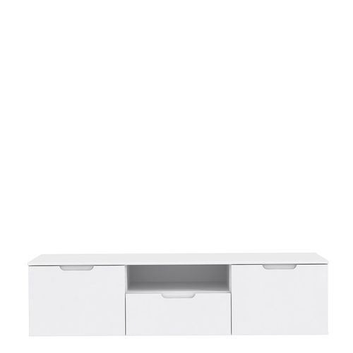 Meuble TV 170 Cm Blanc Laqué Et Mat 2 Portes 1 Tiroir - Pure