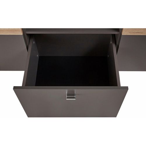 Meuble TV 150 Cm 2 Portes 1 Tiroir Décor Chêne Et Gris - Marbella