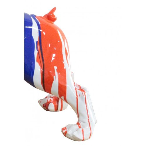 Statue Chien Bulldog Peinture Multicolore En Résine H. 40 Cm - Justin