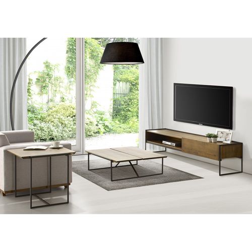 Meuble TV 183 Cm 1 Niche1 Tiroir Bois De Pin Et Métal Marron - Linea