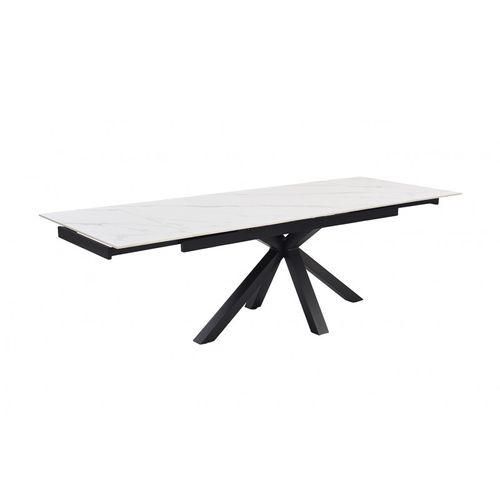 Table Extensible 160/240 Cm Céramique Blanc Marbré Pied Croix - Nevada 04