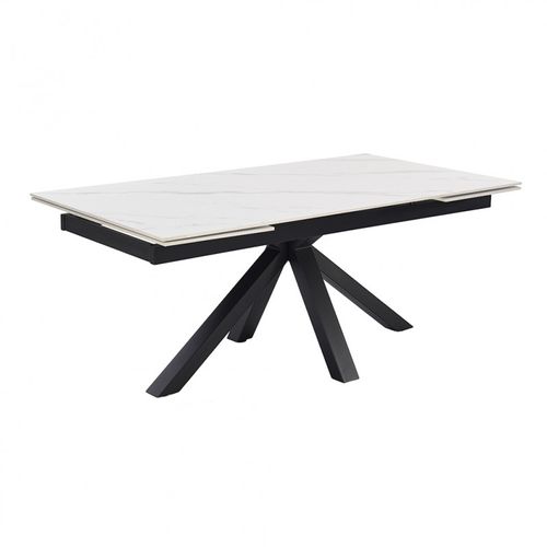 Table Extensible 160/240 Cm Céramique Blanc Marbré Pied Croix - Nevada 04