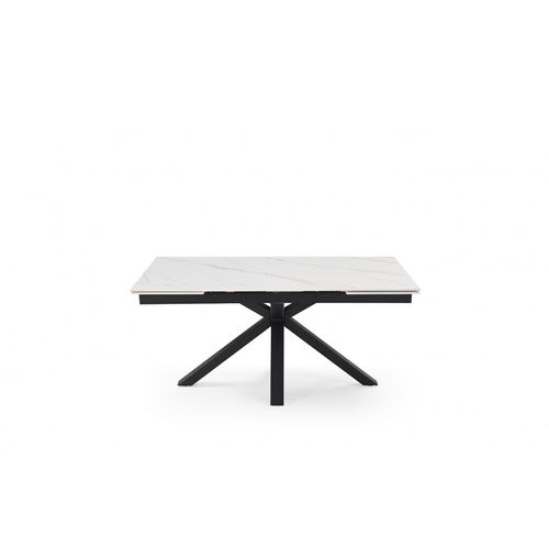 Table Extensible 160/240 Cm Céramique Blanc Marbré Pied Croix - Nevada 04
