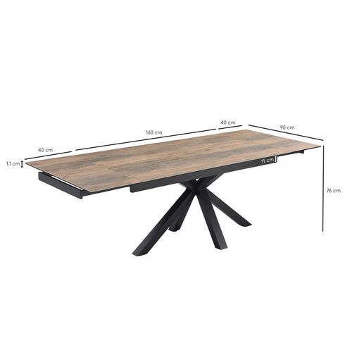 Table Extensible 160/240 Cm Céramique Effet Bois Pied Croisé - Texas 04