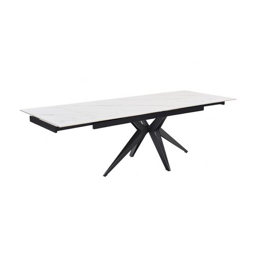 Table Extensible 160/240 Cm Céramique Blanc Marbré Pied Étoile - Nevada 06