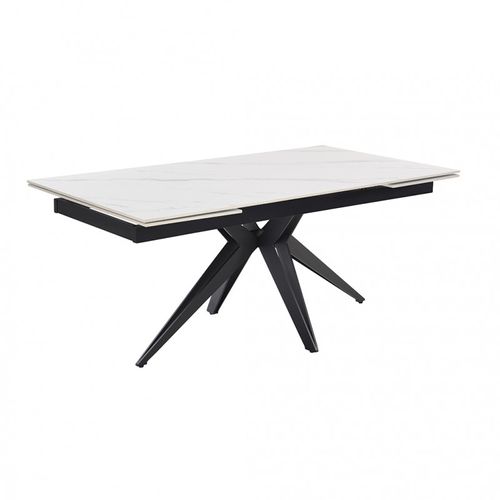 Table Extensible 160/240 Cm Céramique Blanc Marbré Pied Étoile - Nevada 06