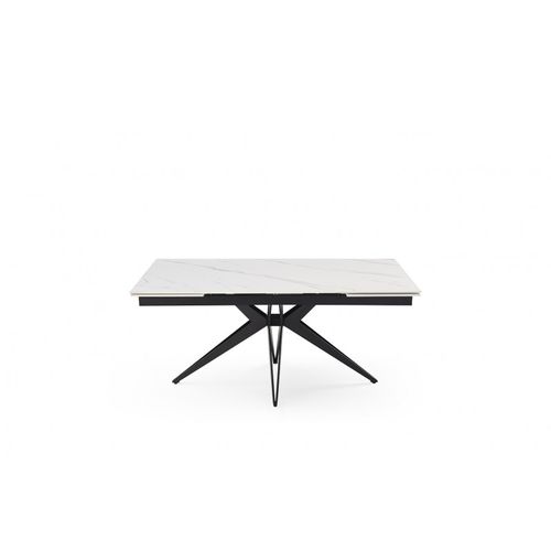 Table Extensible 160/240 Cm Céramique Blanc Marbré Pied Étoile - Nevada 06