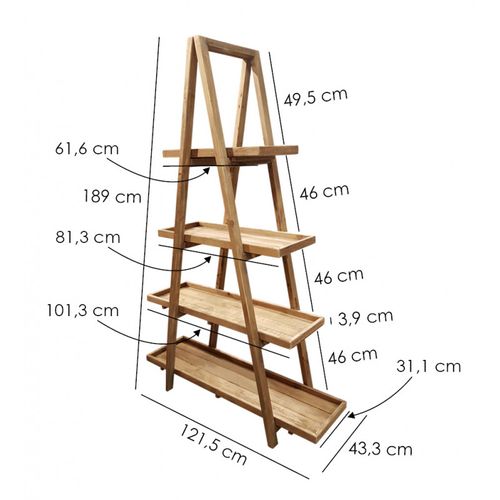 Etagères Pyramide Bois 4 Niveaux Pin Recyclé - Chalet