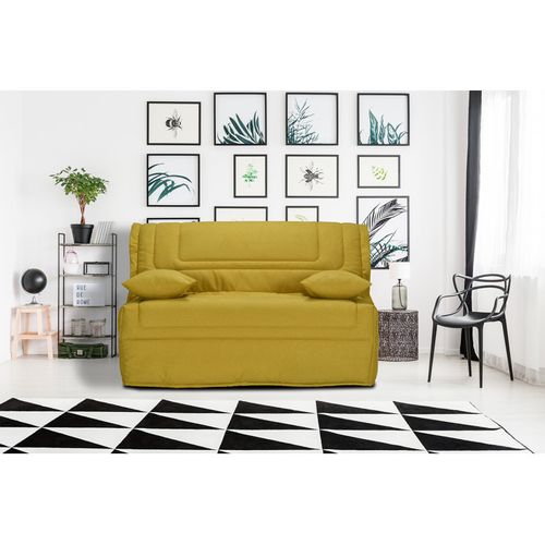 Banquette Lit BZ 140x190 Cm En Tissu Jaune Et Matelas 12 Cm – Buzzy