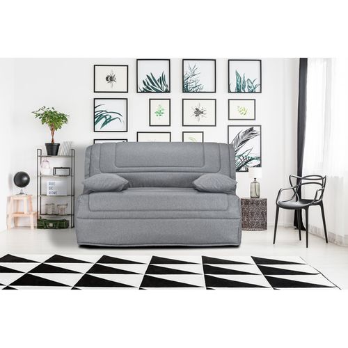 Banquette Lit BZ 140x190 Cm En Tissu Gris Matelas 12 Cm – Buzzy