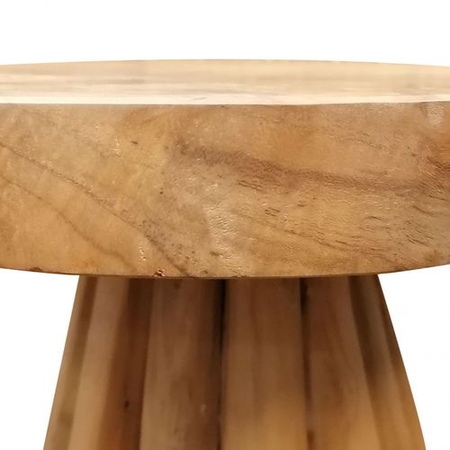 Bout De Canapé Avec Plateau Rond Et Piètement En Bois De Teck - Tamy