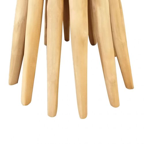 Bout De Canapé Avec Plateau Rond Et Piètement En Bois De Teck - Tamy