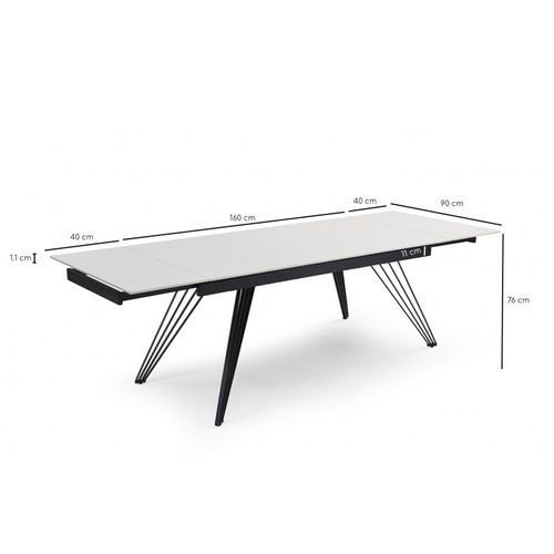 Table Extensible 160/240 Cm Céramique Blanc Pieds Filaires - Oregon 01