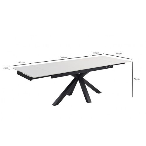 Table Extensible 160/240 Cm Céramique Blanc Pied Croix - Oregon 04